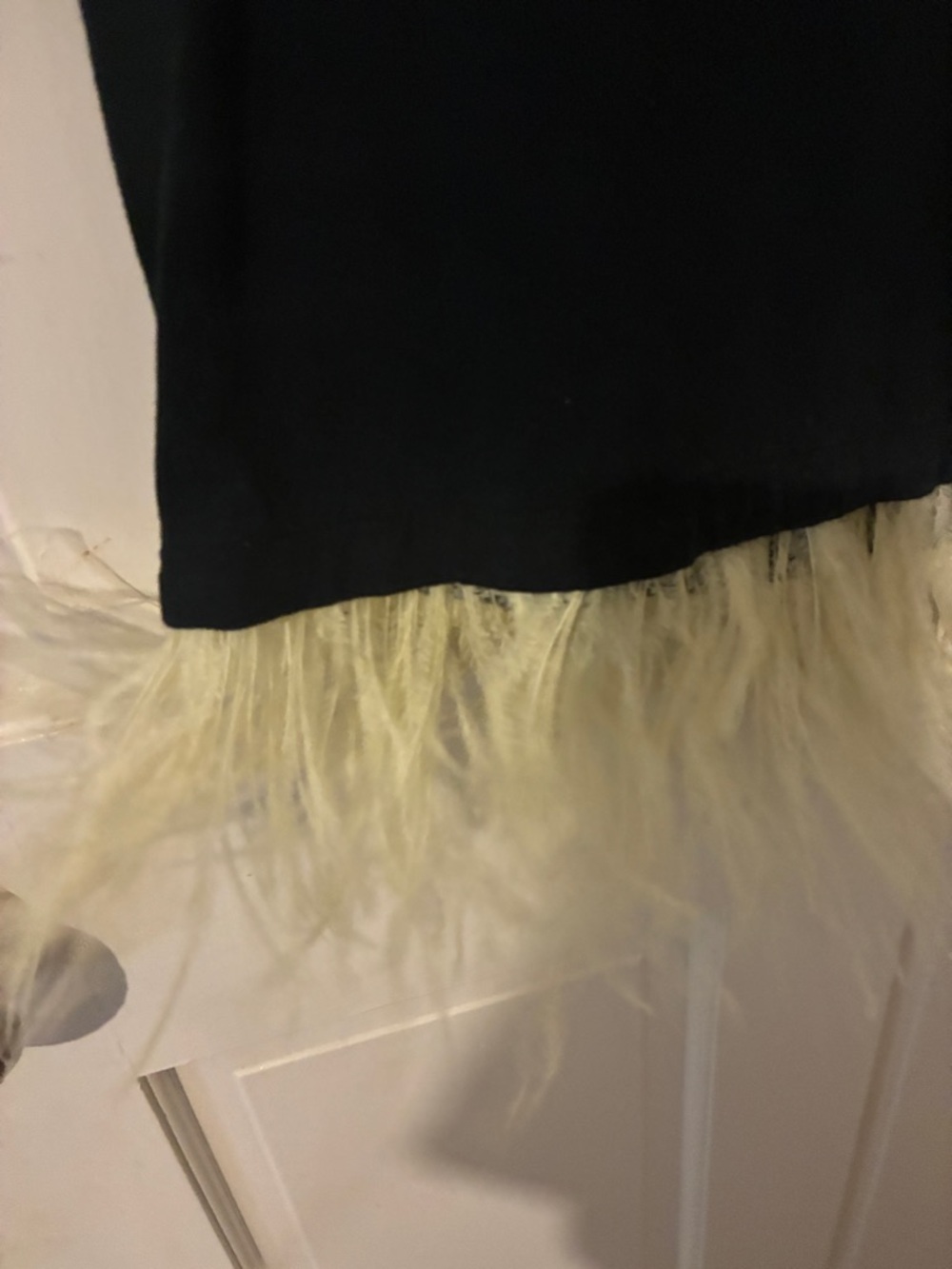 EUC OSTRICH OPENING CEREMONY Feather-Trim Cotton Tee - Picture 4 of 5